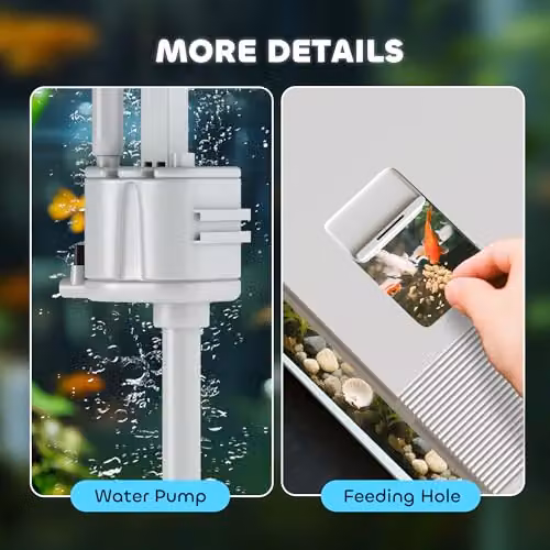 PawHut 26L Small Fish Tank with Filter System, LED Lights and Water Pump, White – 7