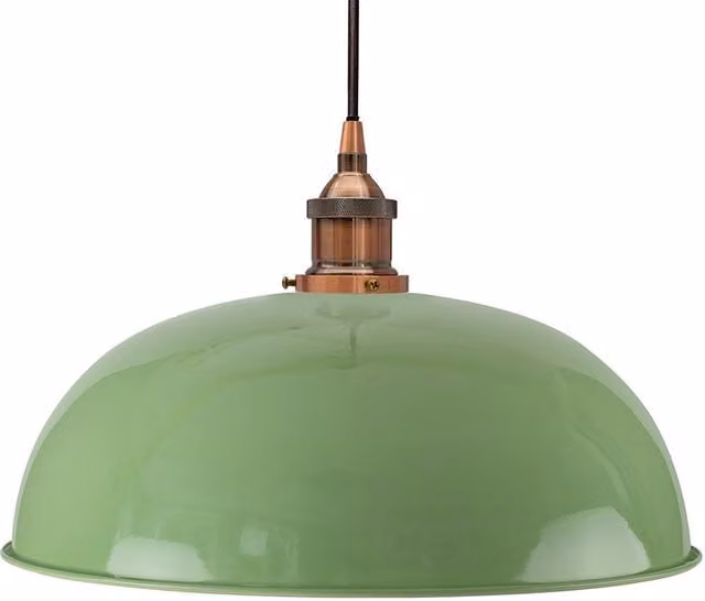 SE Home Worcester Mint Green Dome Pendant Light with Antique Copper and Black Metal Finish