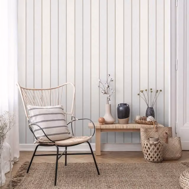 Erismann Classic Striped Abstract Wallpaper in Beige