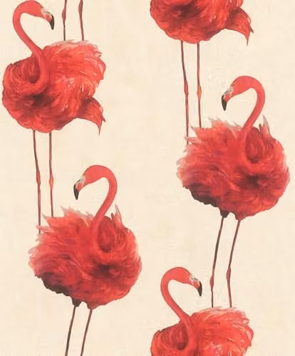 Rasch Flamazing Flamingo Self-Adhesive Non-Woven Wallpaper in Pink, Red and Purple