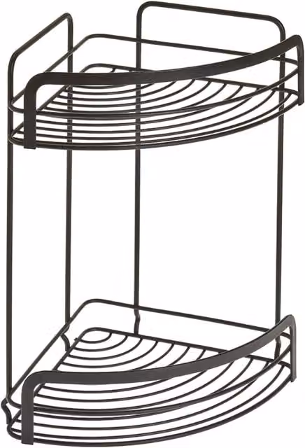 Metaltex Origin 2-Tier Freestanding Corner Storage Rack in Matt Black Metal – 1