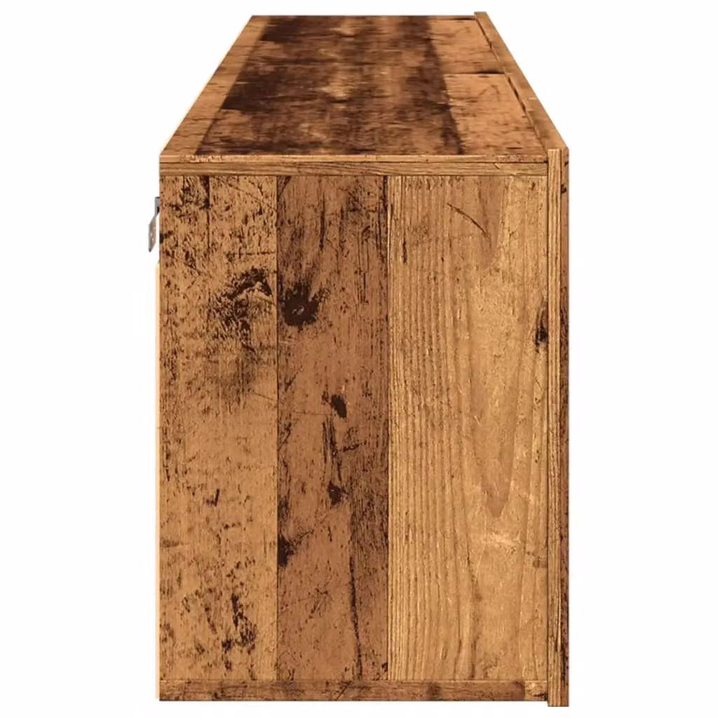 Berkfield Home Set of 2 Wall-mounted Rustic Wood TV Cabinets in Brown, W/D/H: 80 x 30 x 41 cm – 3