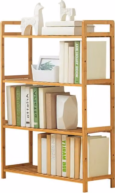 Kidkid Minimalist Bamboo Bookcase and Display Shelf in Brown, H: 68 cm, W: 100 cm
