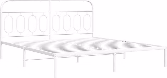 Berkfield Home Metal Bed Frame with Headboard in White