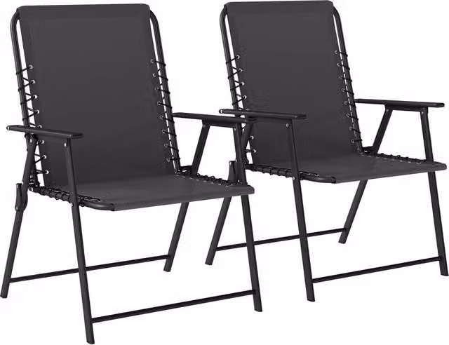 EONLION Black Metal Garden Dining Chairs with Wide Seat for Adults
