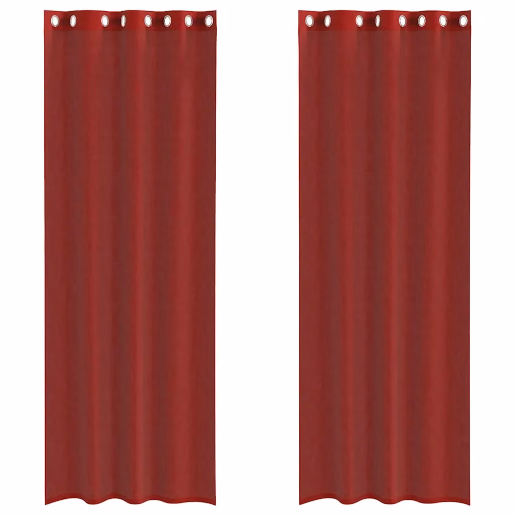Berkfield Home Red Voile Fabric Panel Curtains with Eyelets, 2 Pack – 2