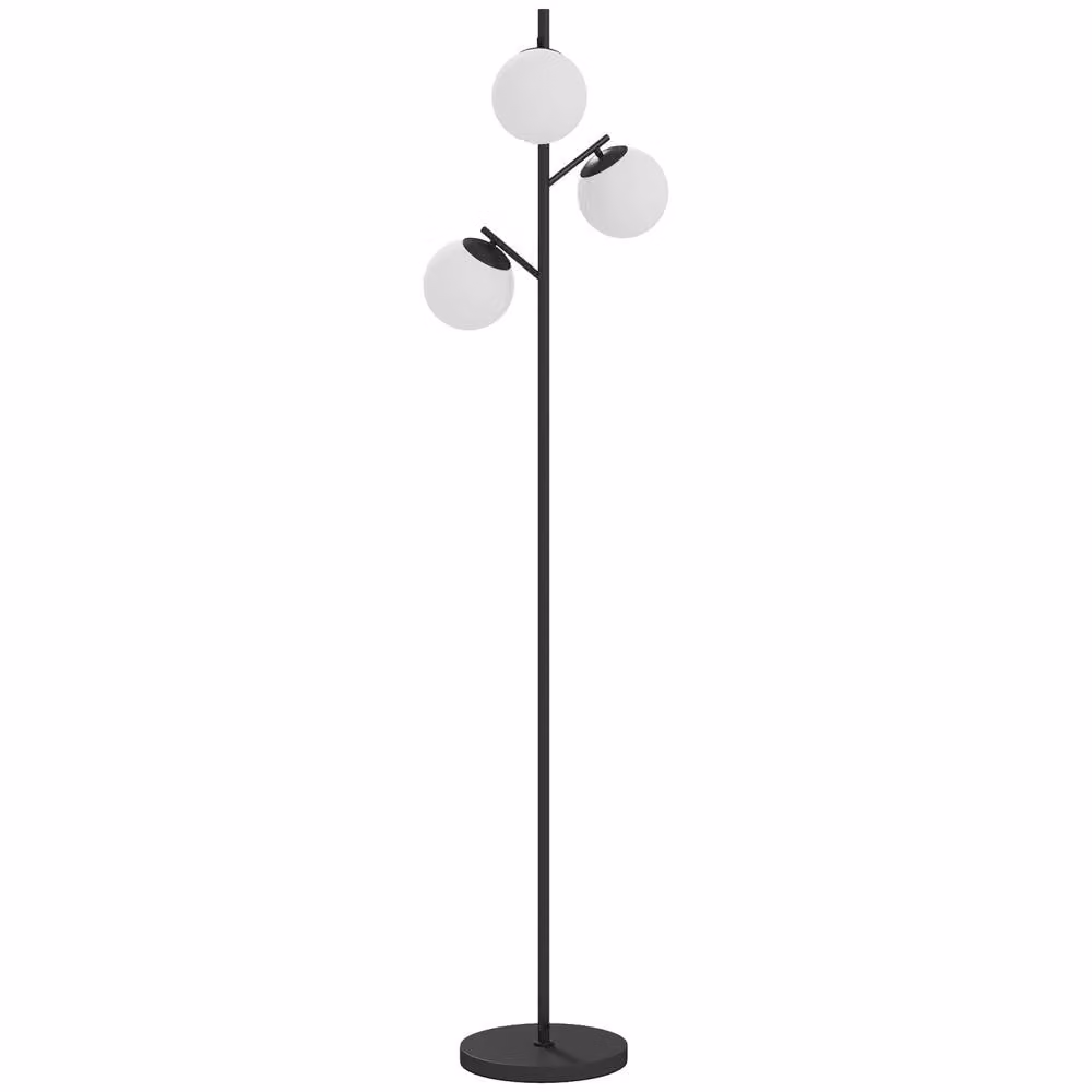 Wyld Haus Dorizi 3 Light Black Metal Floor Lamp with Transparent Glass Sphere Shades, Height: 169 cm – 2