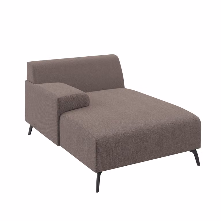 Dome Deco LUGANO Module Left-Facing Chaise Longue in Grey Fabric