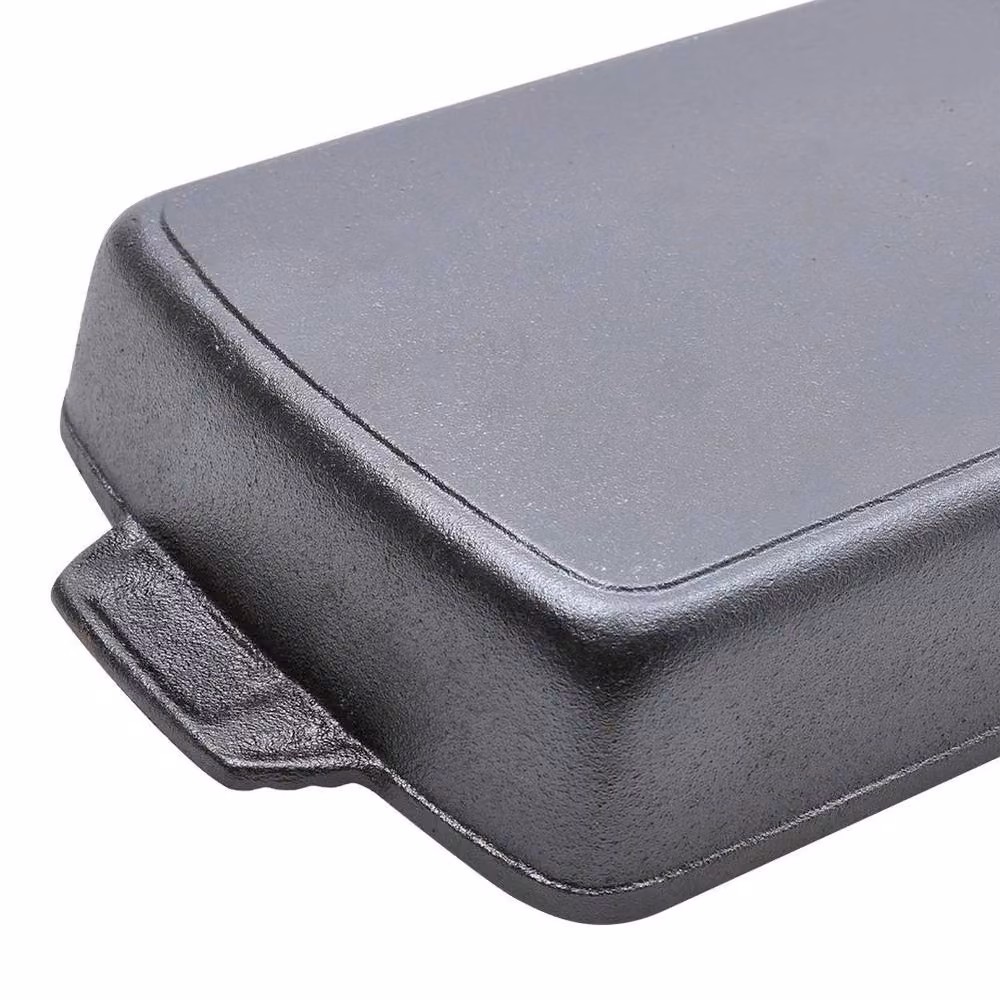 FORGEVIO Black Seasoned Cast Iron Rectangular Roasting Pan and Baking Dish – 2