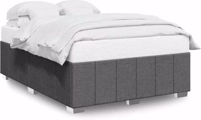 Berkfield Home Upholstered Fabric Double Bed Frame in Dark Grey, W: 140 cm, L: 200 cm – 1