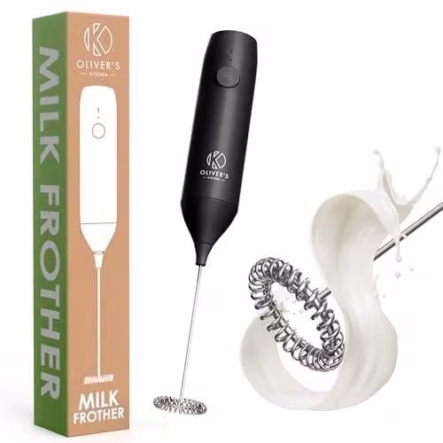 Oliver's Kitchen Handheld Rechargeable USB-C Milk Frother in Black