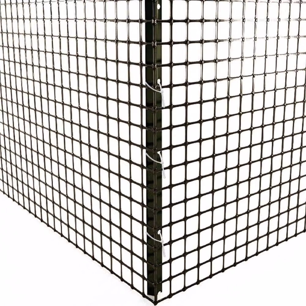NESTLUNE PVC Coated Chicken Mesh Garden Fencing, Black and Grey, H: 120 cm, Mesh Width: 32 mm – 4