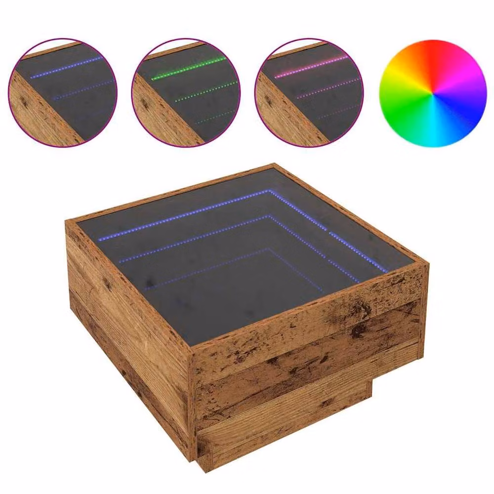 Berkfield Home Decorative Coffee Table in Brown Old Wood, W/D/H: 50 x 50 x 30 cm – 2