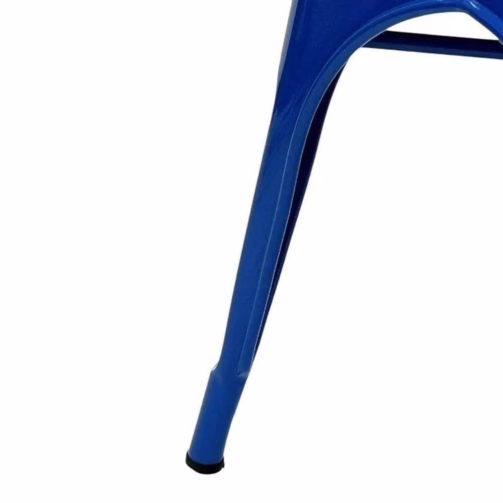NESTLUNE Blue Metal Tolix Industrial Dining Chair – 5