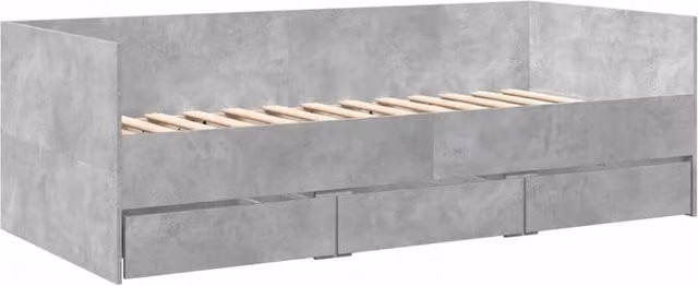 Berkfield Home Versatile Daybed with Drawers in Concrete Grey, W/D/H: 90 x 190 cm