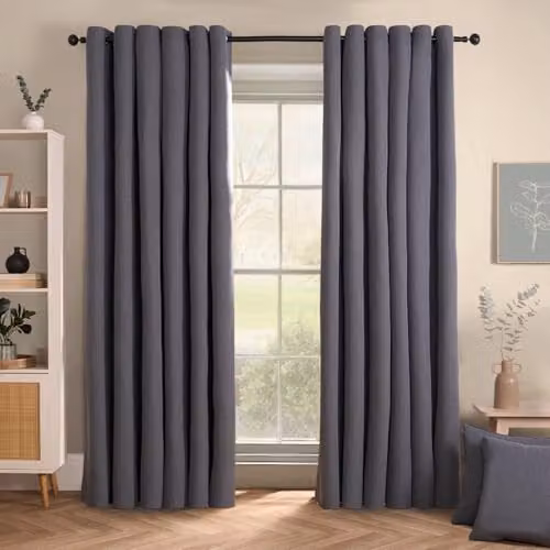 OHS Grey Blackout Eyelet Curtains with Thermal Insulation, W: 167 cm, H: 228 cm – 1