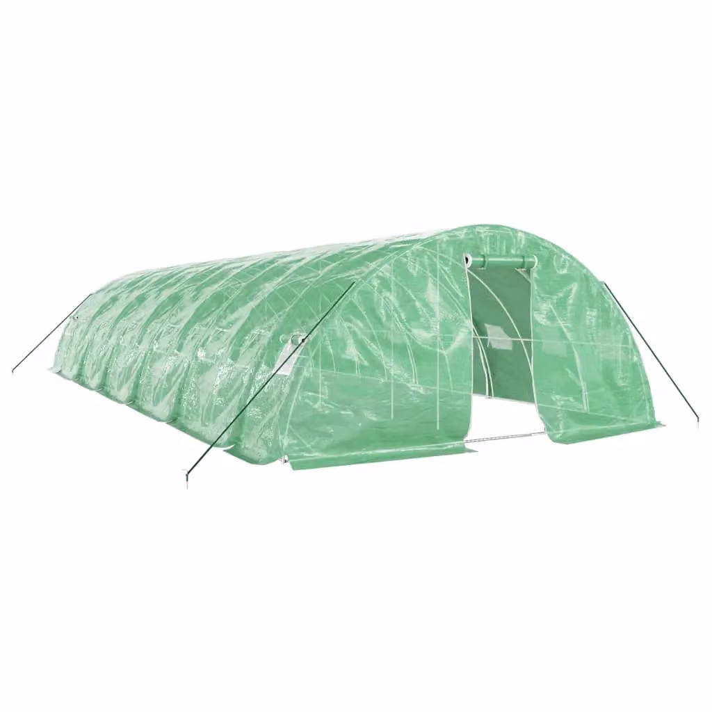 Berkfield Home Freestanding Greenhouse with Steel Frame and Plastic Windows, Green, W/D/H: 12 x 5 x 2.3 m – 2
