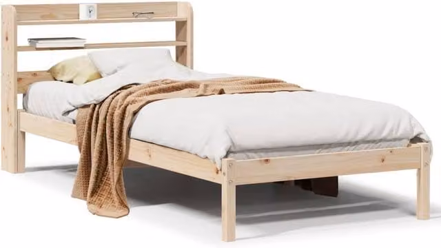 Berkfield Home Small Single Solid Wood Pine Bed Frame in Brown, W/D/H: 75 x 190 cm