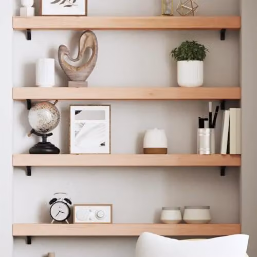 vidaXL Wall Mounted Oak Wood Shelf, Untreated, W/D/H: 80 x 10 x 6 cm – 2