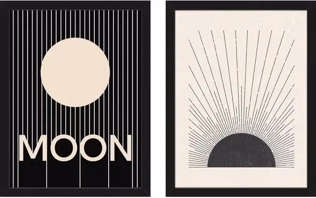 The Printable Studio Moon Framed Print Set of 2 in Black – 1
