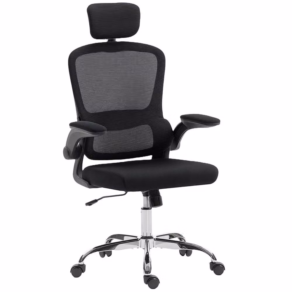 HOMCOM Black Mesh High Back Task Chair with Headrest and Lumbar Support – 2