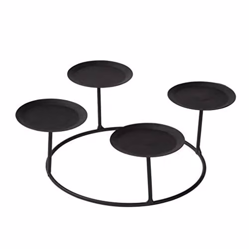 Lights4fun Wreath Pillar Candle Holder Stand in Black Metal, 20cm – 2