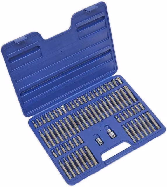 Loops 74pc TRX-Star Security Hex Spline Ribe Socket Bit Set with 3/8 inch and 1/2 inch Sq Drive in Chrome Vanadium Steel – 1