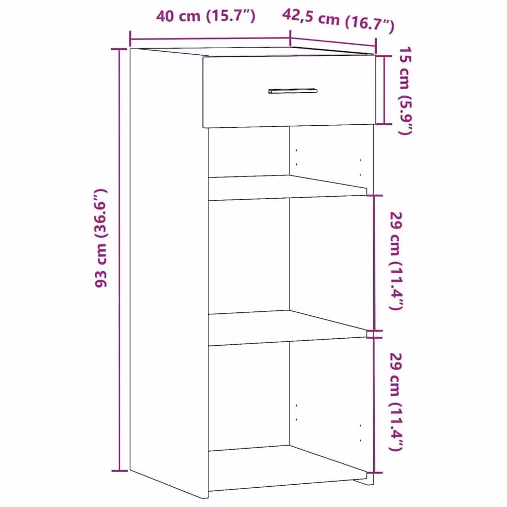 Berkfield Home Sideboard in Concrete Grey, W/D/H: 40 x 42.5 x 93 cm – 4