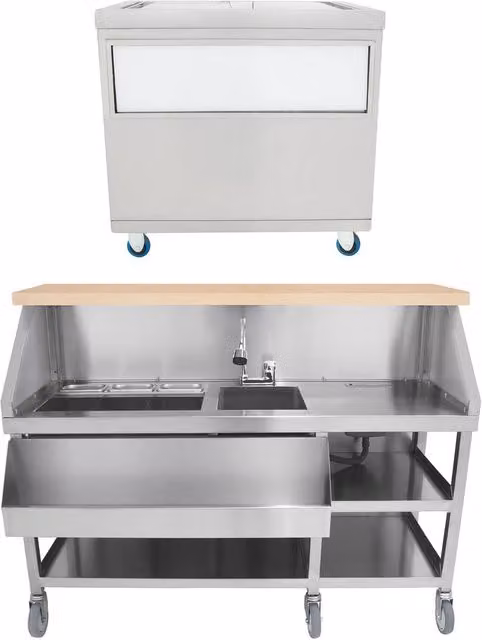 Monstershop Mobile Cocktail Bar Station and Ice Cart in Silver, W/D/H: 80 x 80 x 80 cm – 1