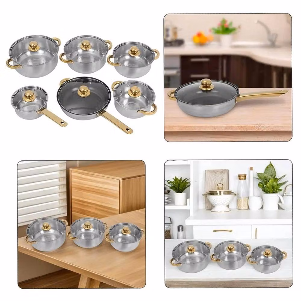 EONLION 18-Piece Non-Stick Induction Stainless Steel Cookware Set in Silver – 2