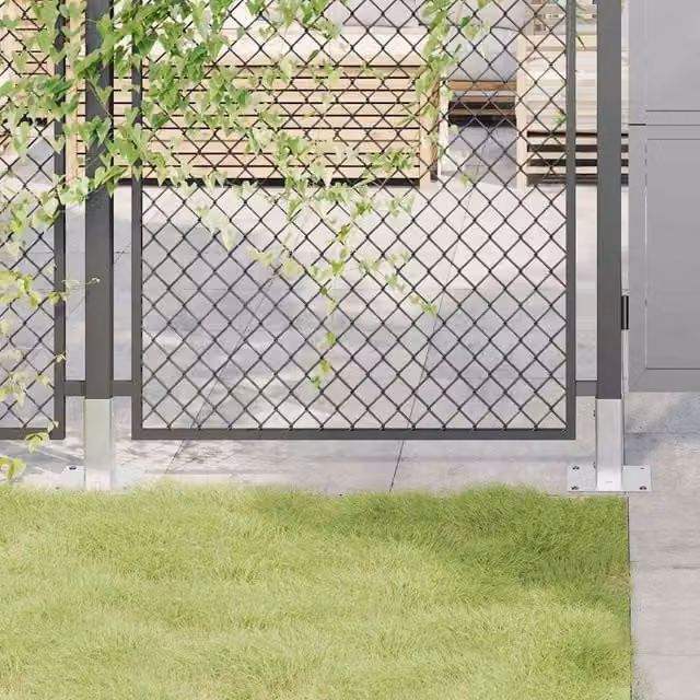 Berkfield Home Square Post Bases, 4 Pack, Silver Galvanised Steel, 51 x 51 mm