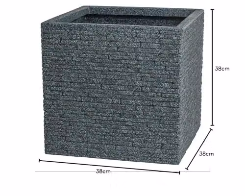 Strata Large Square Slate Effect Planter in Grey, W/D/H: 38 x 38 x 38 cm – 2