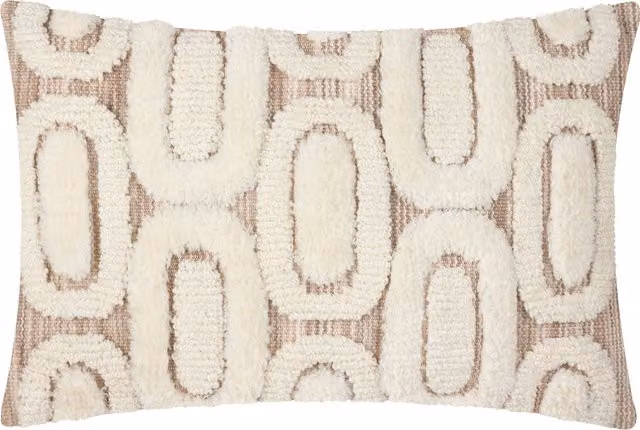 Fosse Tufted Rectangular Cushion in Beige and Yellow Polyester
