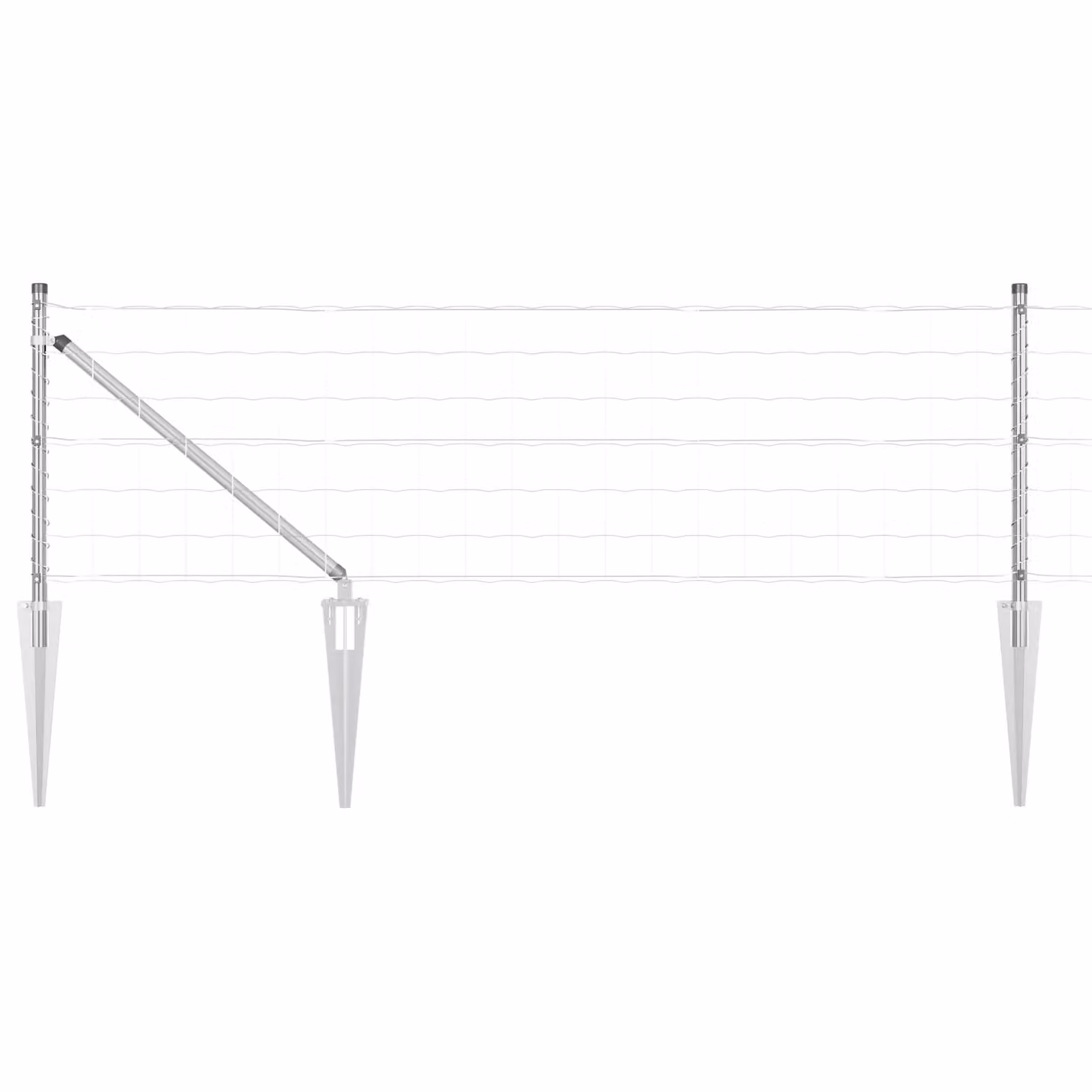 Berkfield Home Euro Fence with 7 Spike Posts, Galvanised Steel, Silver/Grey, W: 10 m, H: 0.6 m – 2