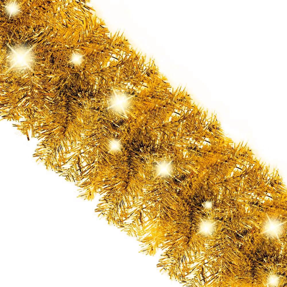 Berkfield Home Cosy Christmas Garland with LED Lights, Gold/Brass, Length: 20 m – 3