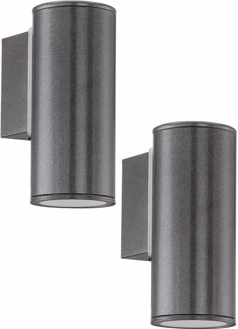 Loops 2 Pack Anthracite Grey IP44 Modern Outdoor Wall Lanterns in Zinc Plated Steel with 1x 3W GU10 bulb per unit