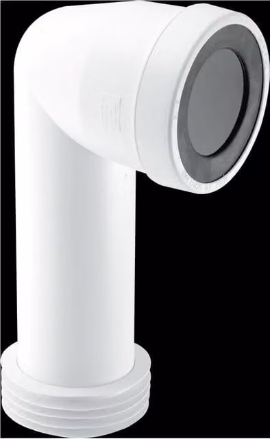 McAlpine White Plastic 90 Degree Bend Adjustable Length Extended Inlet Rigid WC Connector