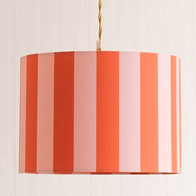 Callie Large Colour Clash Round Fabric Ceiling Drum Lamp Shade in Pink and Multicolour