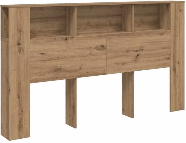 Berkfield Home Artisan Oak Headboard Cabinet in Brown, W: 180 cm, D: 18.5 cm, H: 102.5 cm