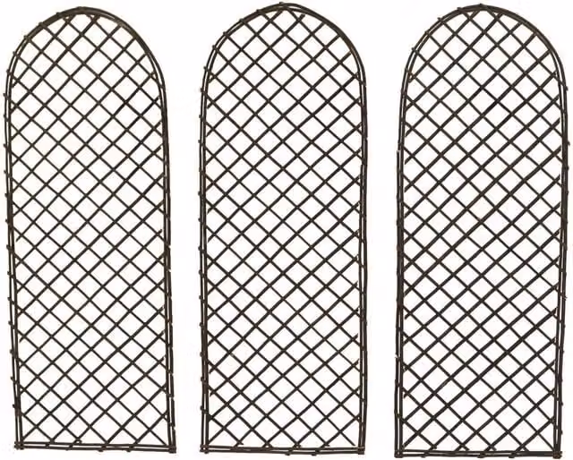 Oypla Set of 3 Woven Willow Trellis Climbing Support Panels in Brown/Beige, H: 120 cm