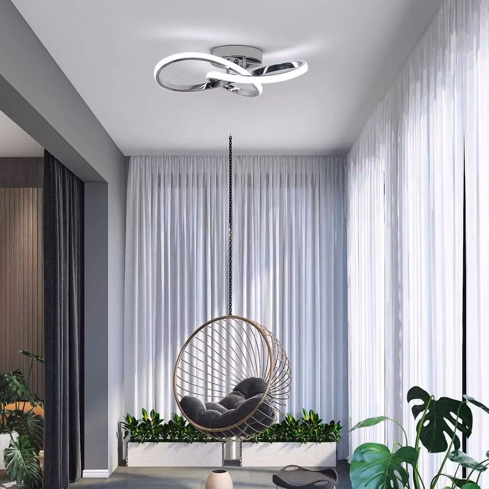 Goeco Modern Flower Design LED Ceiling Light in Silver, 6500K Cool White – 2