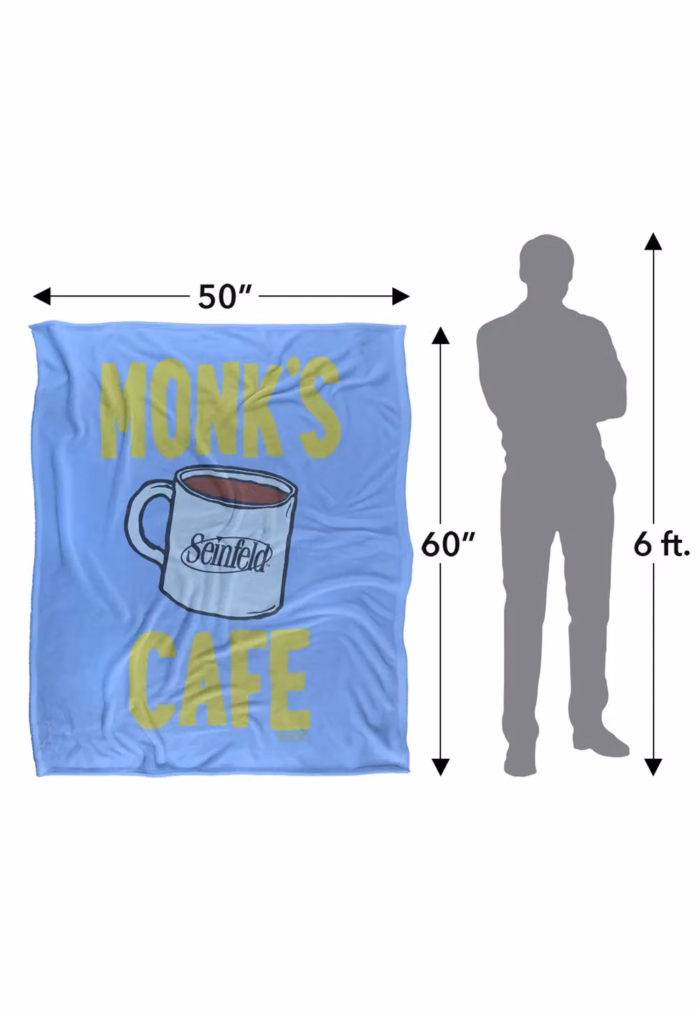 Warner Brothers Seinfeld The Best Coffee in Town Super Soft Silky Touch Throw Blanket, White, W x D: 152.4 x 127.0 cm – 2