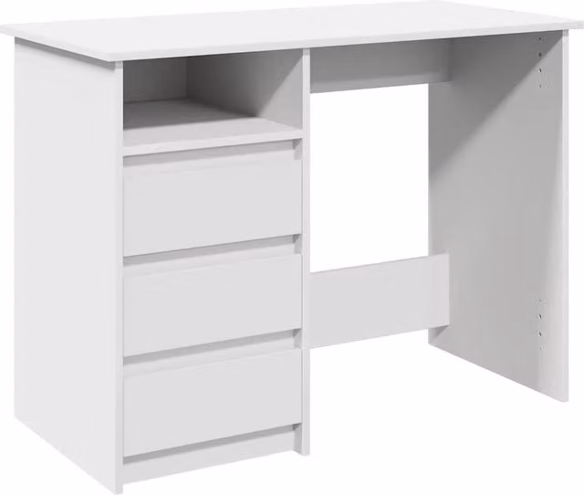 Berkfield Home White Writing Desk in Engineered Wood W/D/H: 102 x 50 x 75 cm