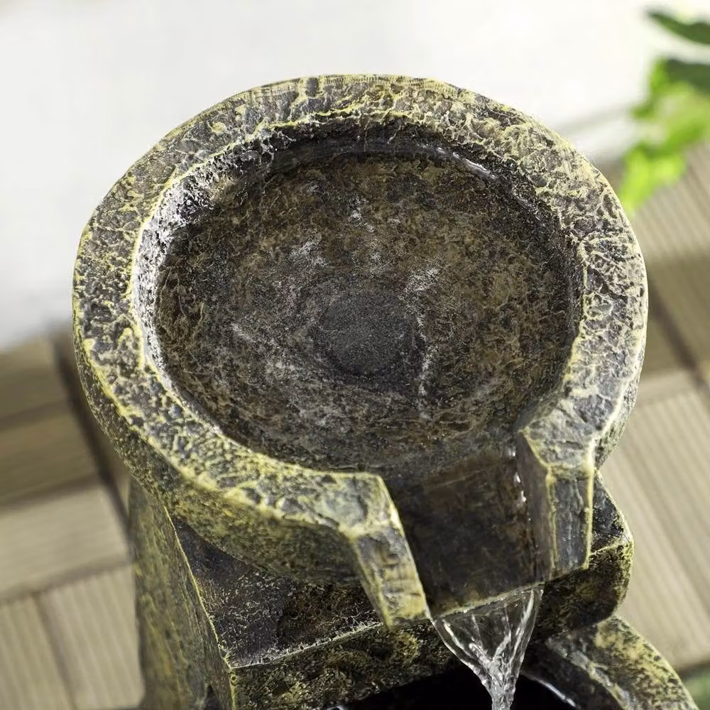 NESTLUNE Green Stone Cascade Garden Water Feature, W/D/H: 100 x 15 x 15 cm – 3
