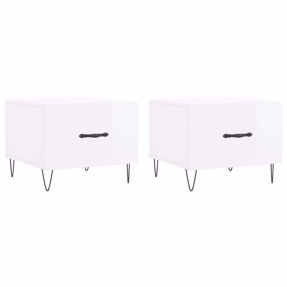 Berkfield Home Set of 2 High Gloss White Decorative Coffee Tables, W/D/H: 50 x 50 x 40 cm – 2
