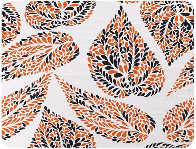 Benjamin Tate Design Leaf Droplets Fleece Blanket in Orange and Beige, W/D/H: 120 x 150 cm – 2