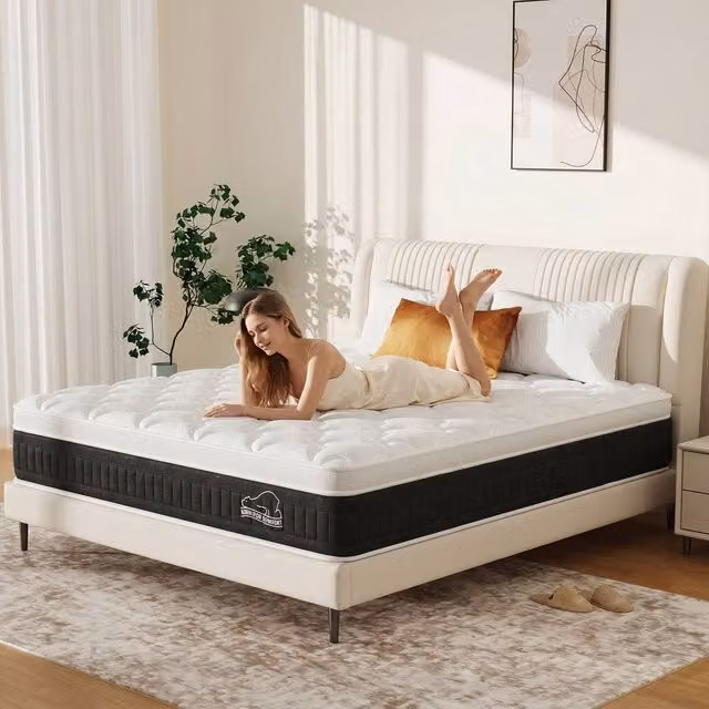Gartistgo King Hybrid Pocket Sprung Mattress with Memory Foam, Medium Firm, Black, H 25 cm, W 180 cm, D 200 cm