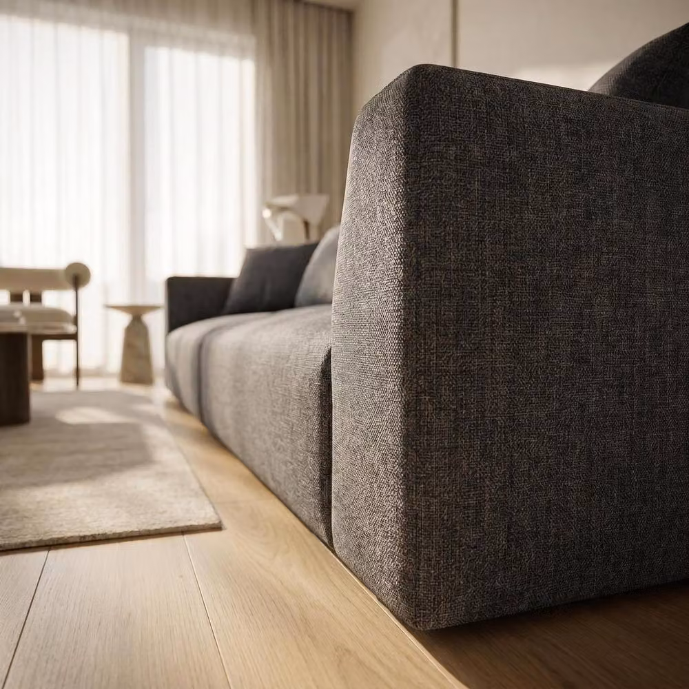 Abakus Direct Tokyo 3 Seater Sofa in Anthracite Grey Fabric with Scatter Cushions – 4