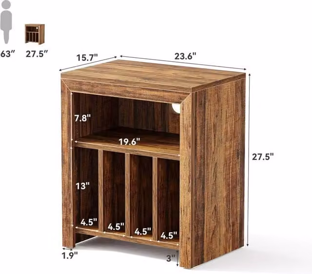 VOGREX Large Wooden Vinyl Album Turntable Cabinet and Record Player Stand in Brown – 1