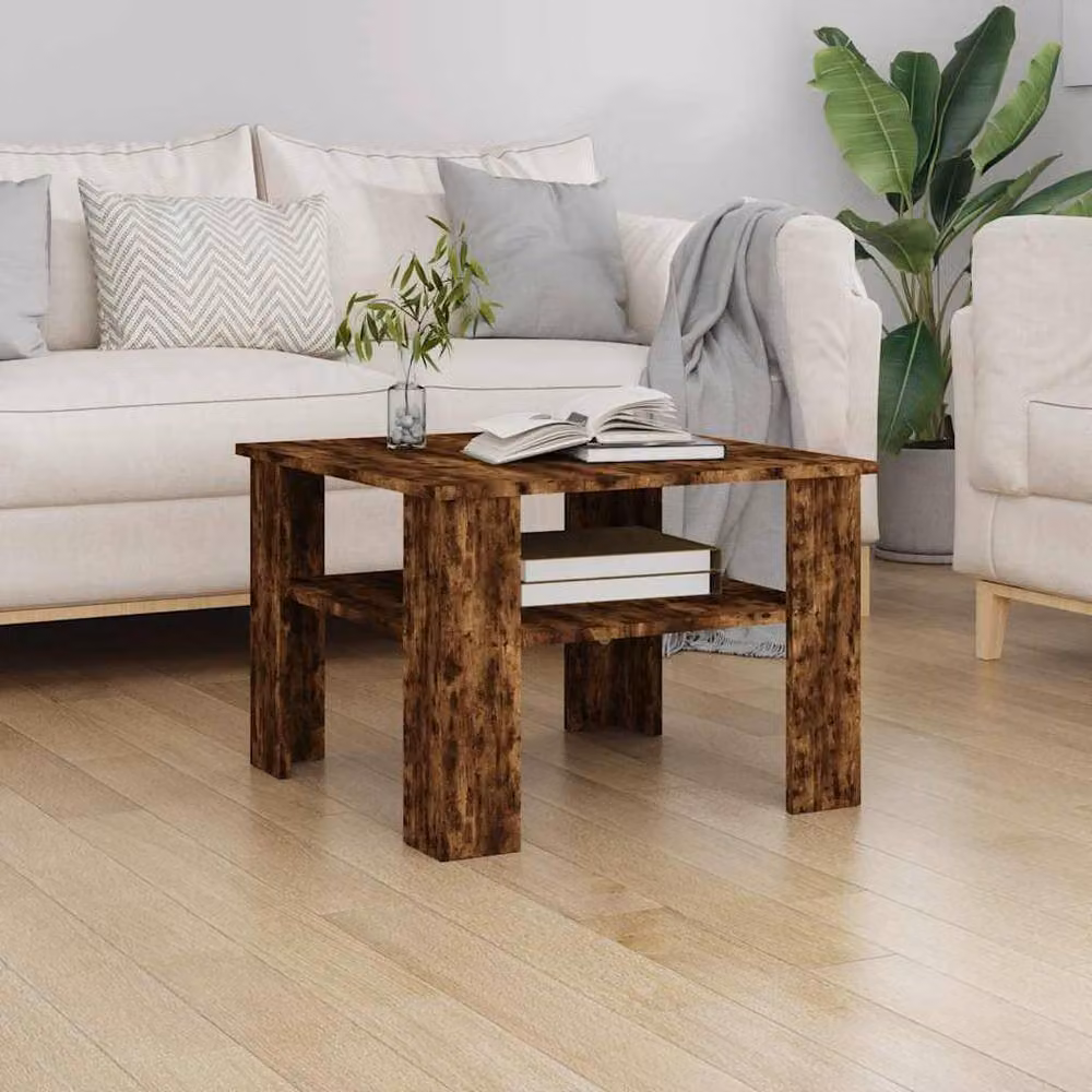 Berkfield Home Smoked Oak Coffee Table in Brown, W/D/H: 60 x 60 x 42 cm – 2
